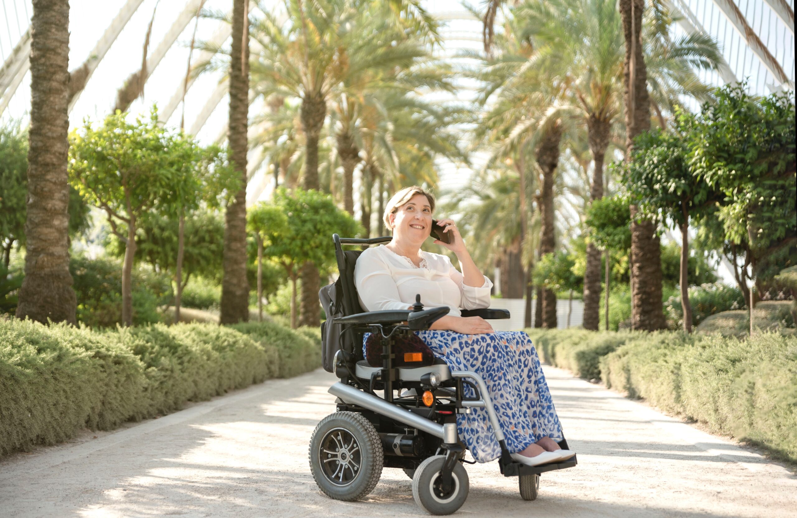 woman in a electric wheelchair